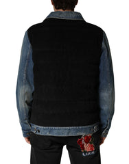 Dolce & Gabbana Black Blue Cotton Denim Blouson Men Jacket - Trucker Jackets