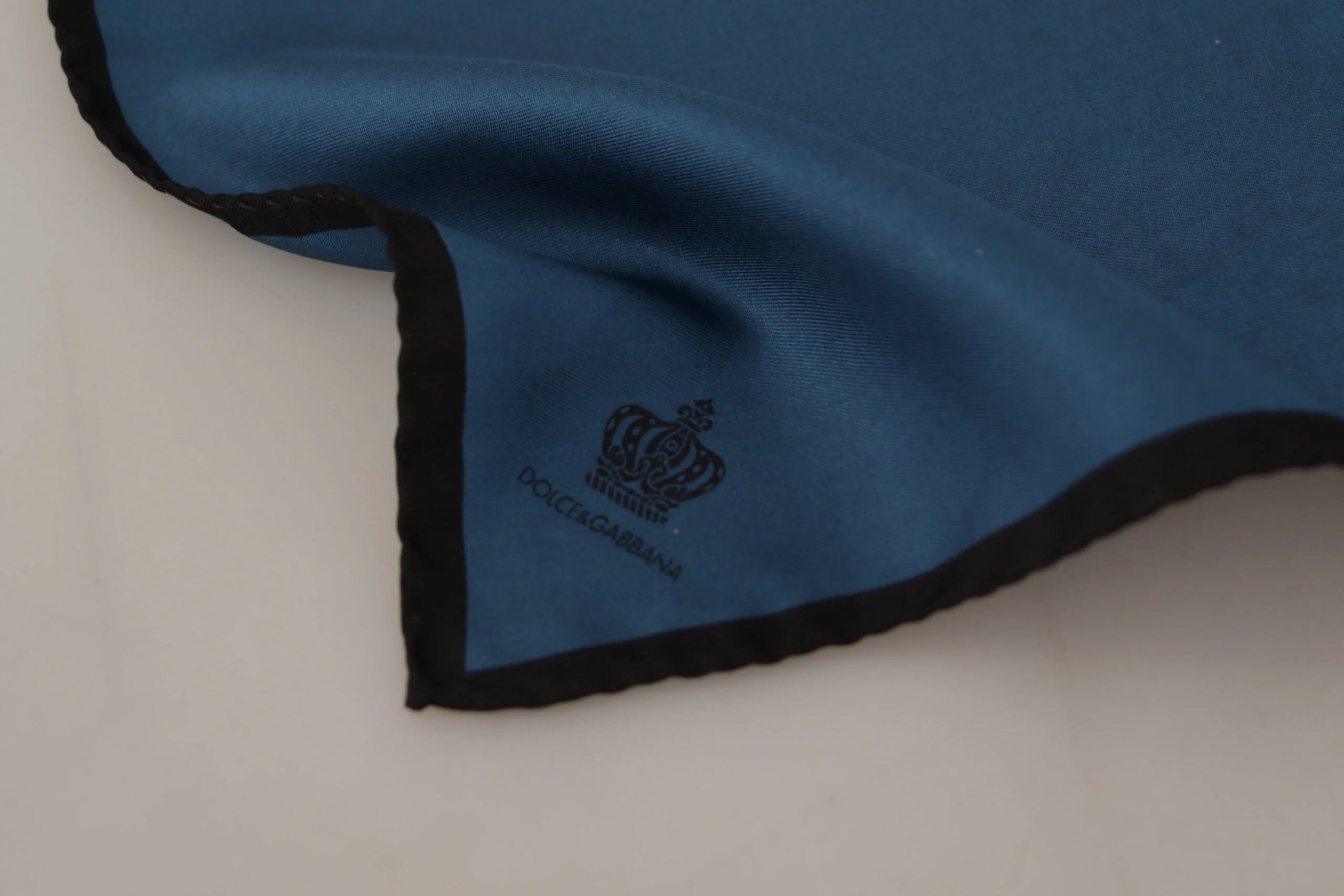 Dolce & Gabbana Black Blue DG Crown Printed Square Handkerchief Scarf - Scarves & Shawls