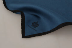 Dolce & Gabbana Black Blue DG Crown Printed Square Handkerchief Scarf - Scarves & Shawls