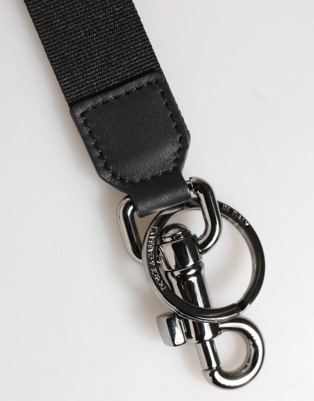 Dolce & Gabbana Black Blue DG Logo Polyester Brass Holder Keychain Keyring - Keychains