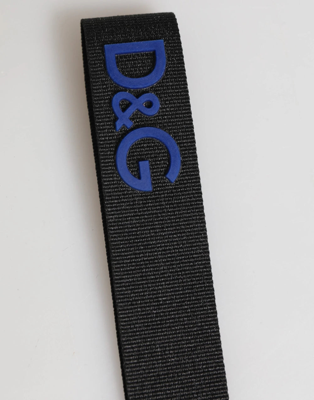 Dolce & Gabbana Black Blue DG Logo Polyester Brass Holder Keychain Keyring - Keychains