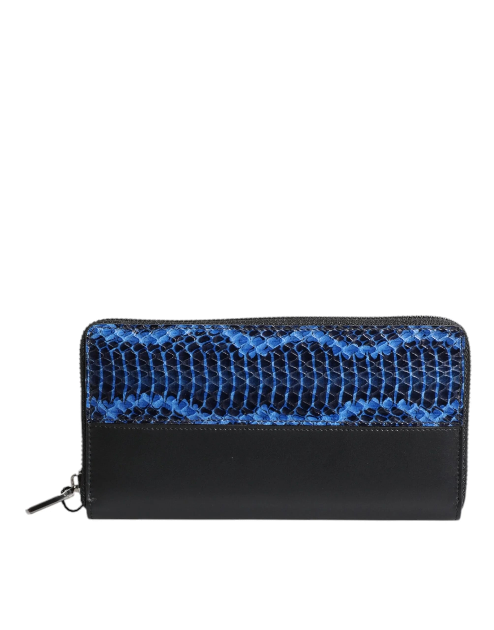 Dolce & Gabbana Black Blue Exotic Leather Embossed Continental Wallet - Wallets