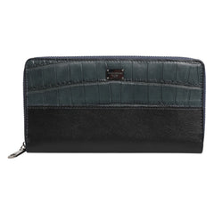 Dolce & Gabbana Black Blue Exotic Leather Men Continental Clutch Wallet - Wallets