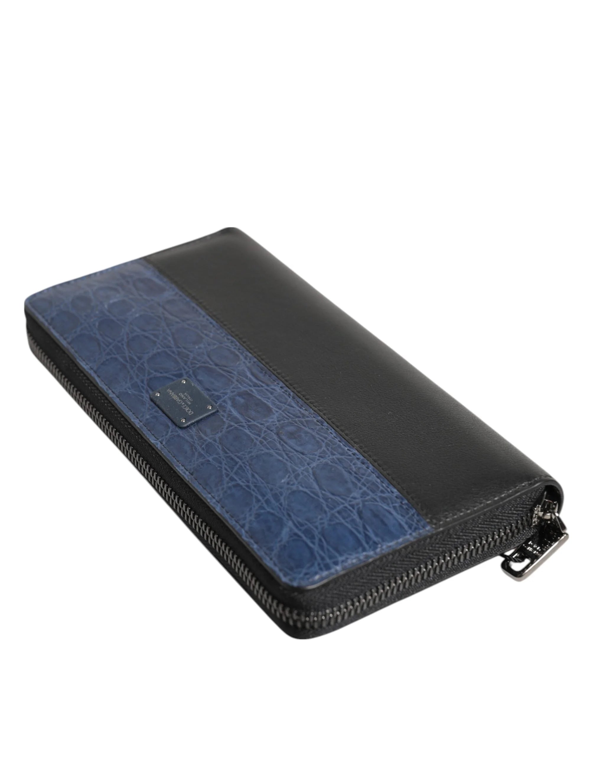Dolce & Gabbana Black Blue Exotic Leather Men Continental Clutch Wallet - Wallets