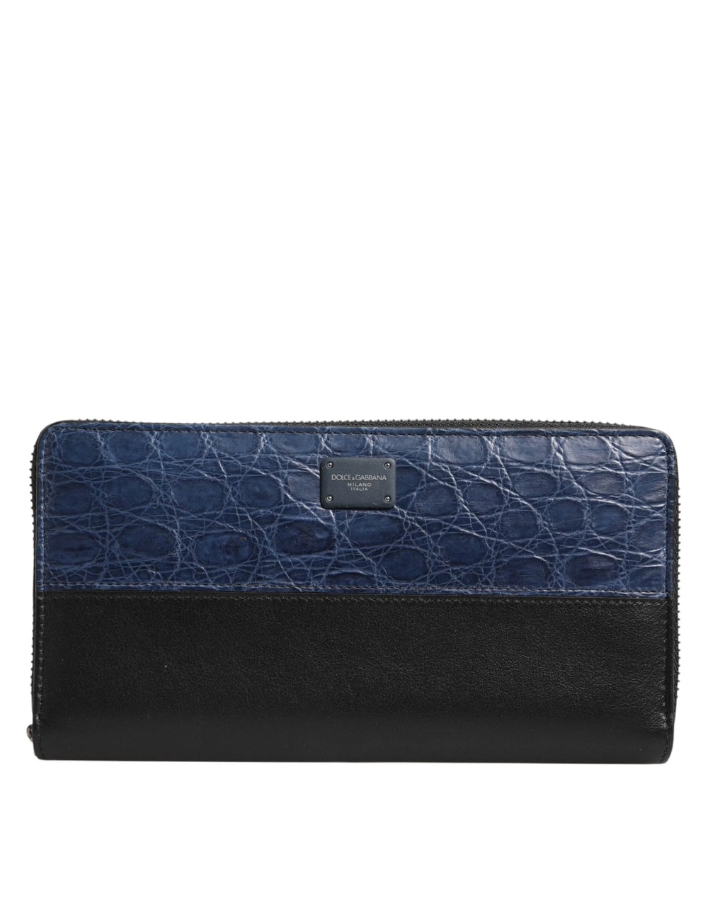 Dolce & Gabbana Black Blue Exotic Leather Men Continental Clutch Wallet - Wallets