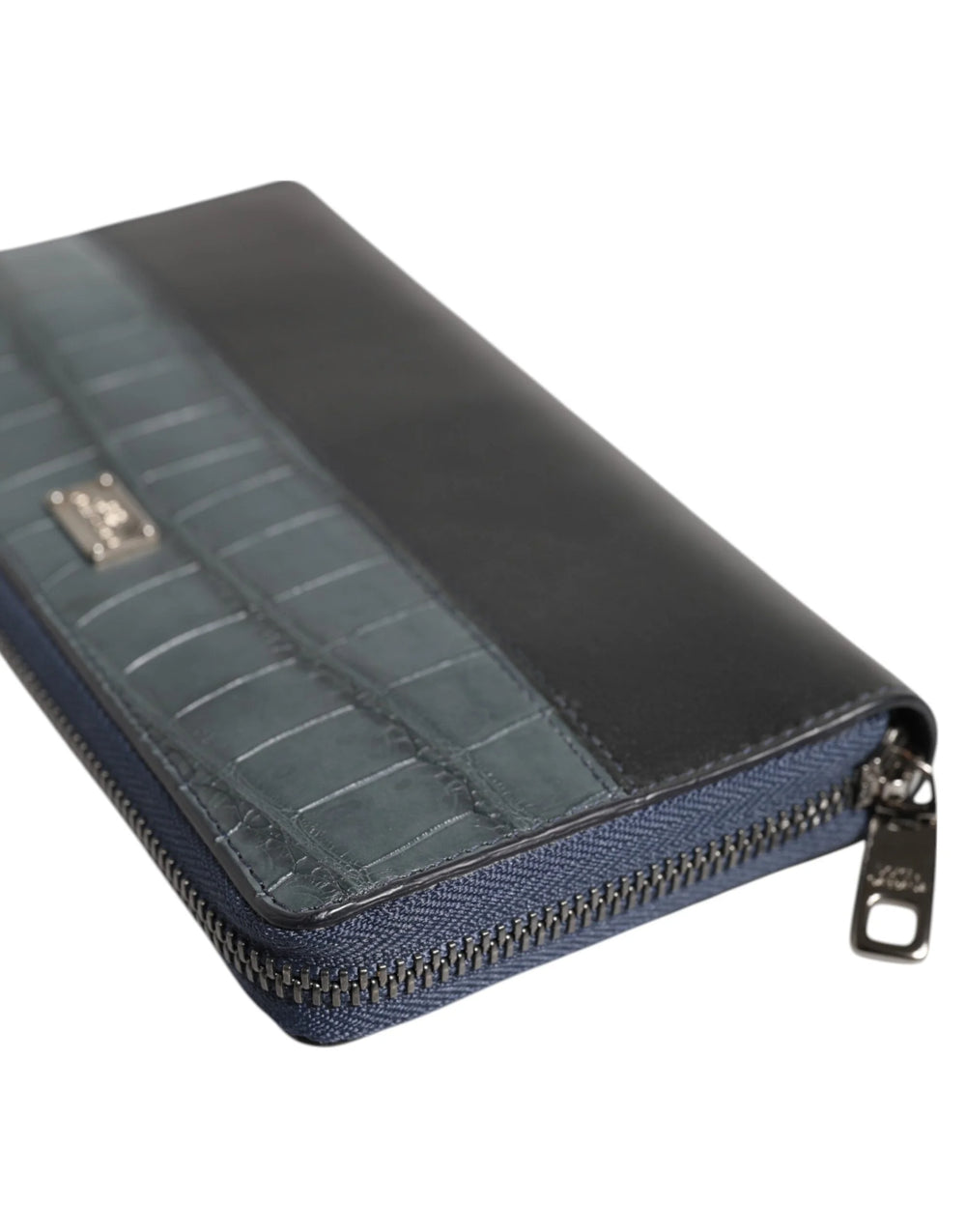 Dolce & Gabbana Black Blue Exotic Leather Men Continental Clutch Wallet - Wallets