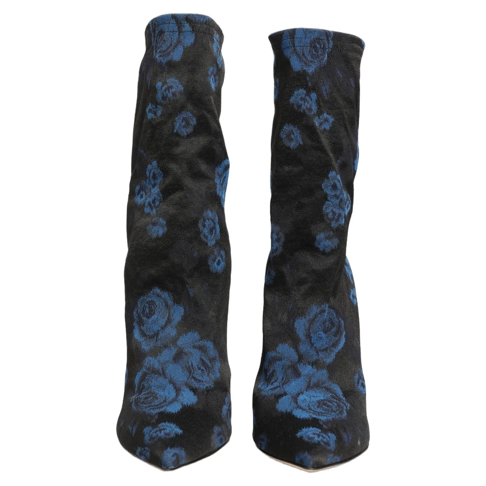 Dolce & Gabbana Black Blue Floral Stretch Sock Boots Shoes - EU41/US10.5