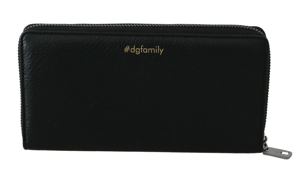 Dolce & Gabbana Black Blue Leather #DGFAMILY Zipper Continental Wallet - Wallets