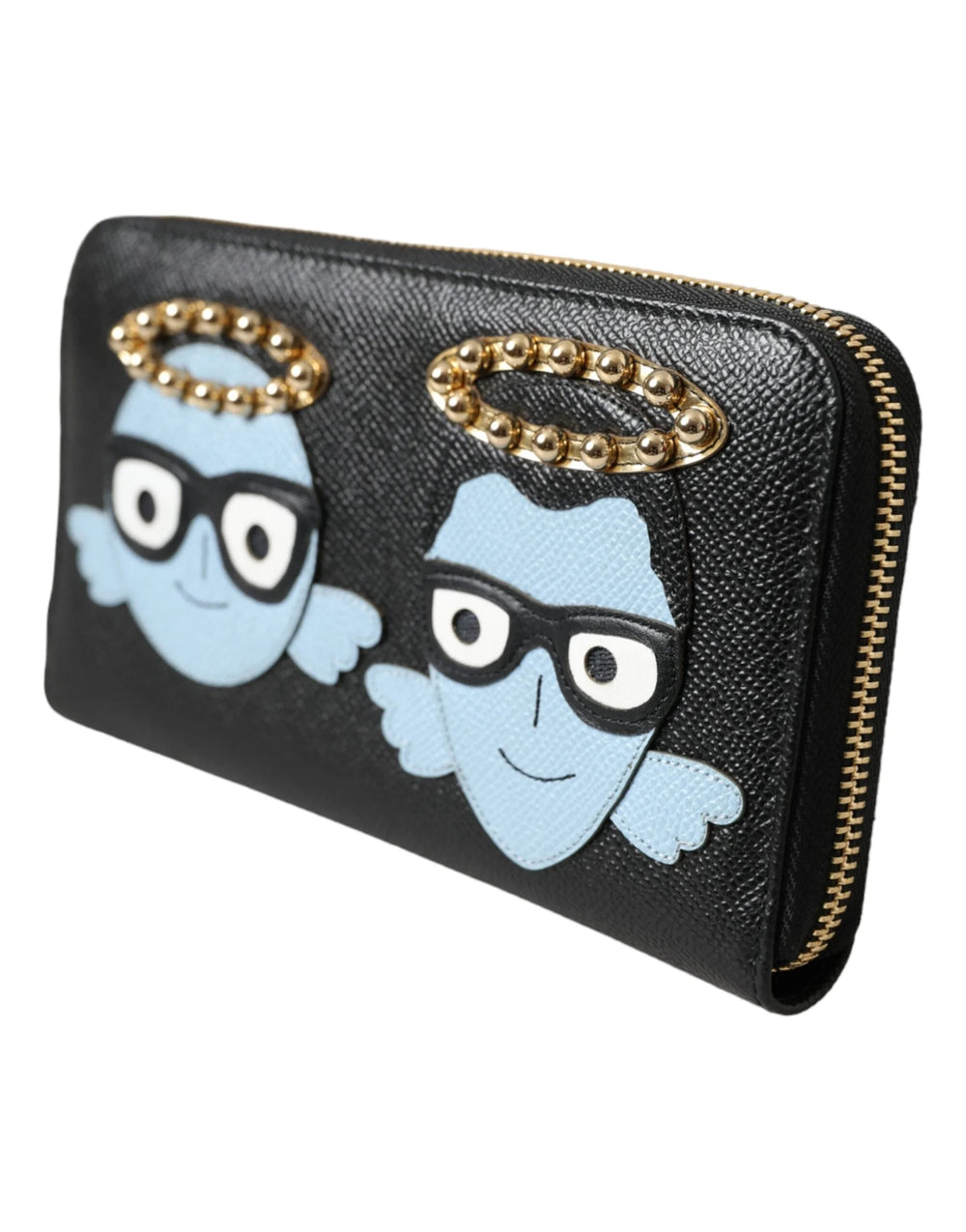 Dolce & Gabbana Black Blue Leather #DGFAMILY Zipper Continental Men Wallet - Wallets
