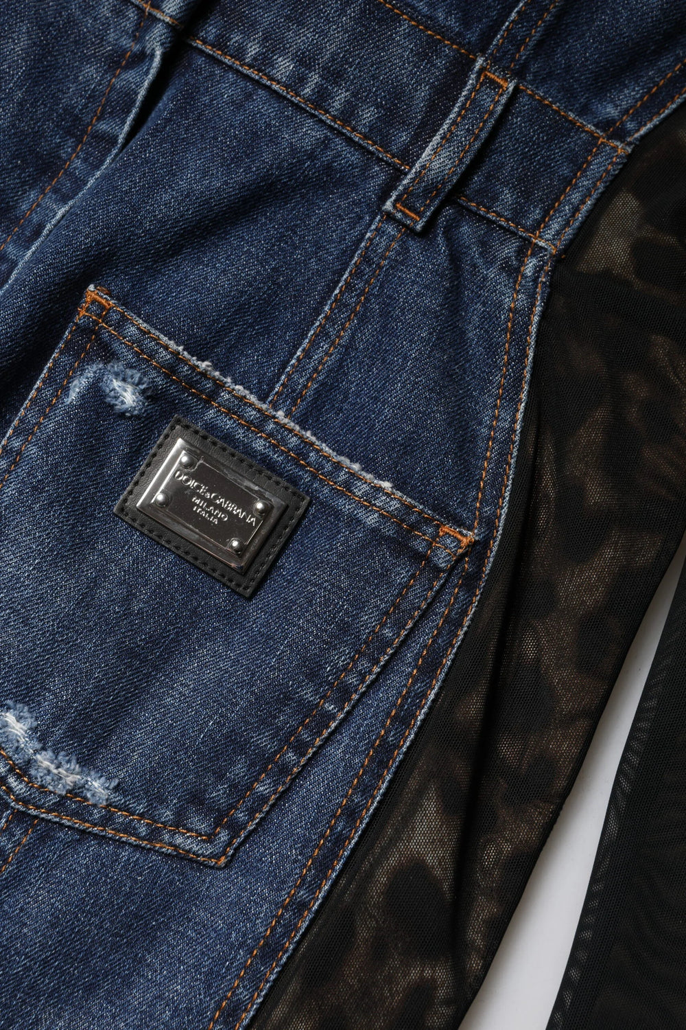 Dolce & Gabbana Black Blue Long Sleeves Denim Mini Dress - Dresses