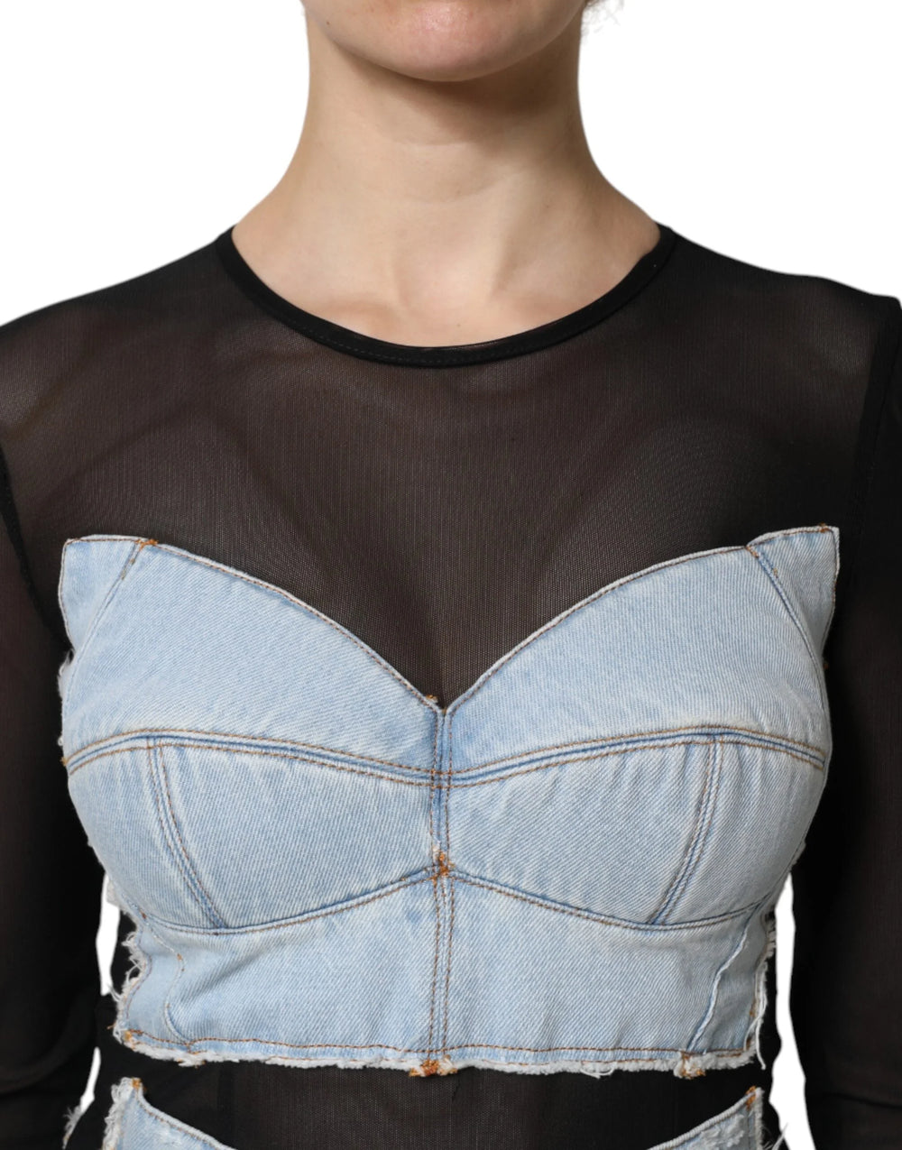 Dolce & Gabbana Black Blue Long Sleeves Denim Mini Dress - IT40|S - Dresses