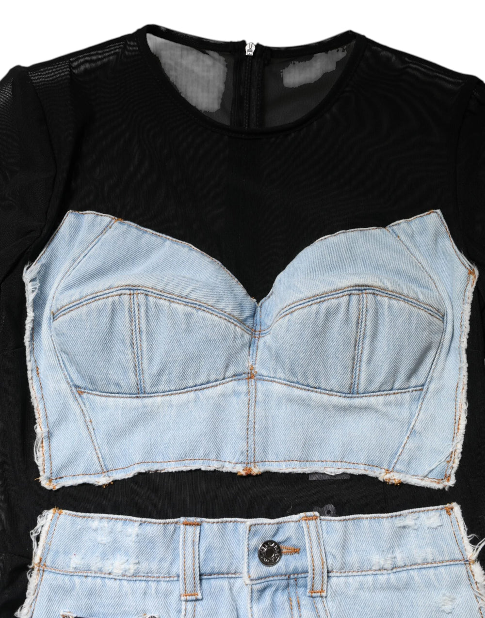 Dolce & Gabbana Black Blue Long Sleeves Denim Mini Dress - IT40|S - Dresses