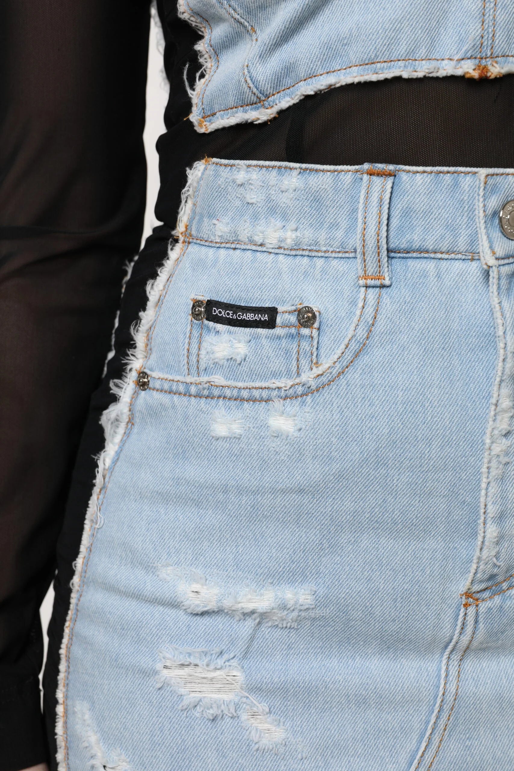 Dolce & Gabbana Black Blue Long Sleeves Denim Mini Dress - IT40|S - Dresses