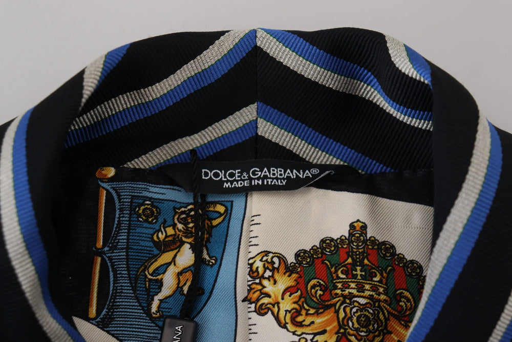 Dolce & Gabbana Black Blue Martini Printed Lining Robe - IT48 | M - Robes