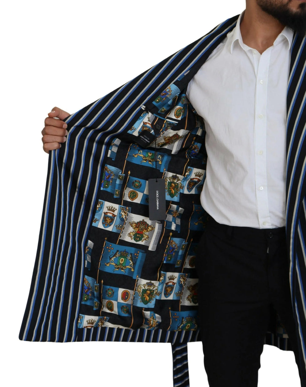 Dolce & Gabbana Black Blue Martini Printed Lining Robe - IT48 | M - Robes