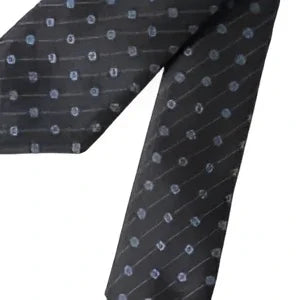 Dolce & Gabbana Black Blue Polka Dot Silk Adjustable Men Tie - Neckties