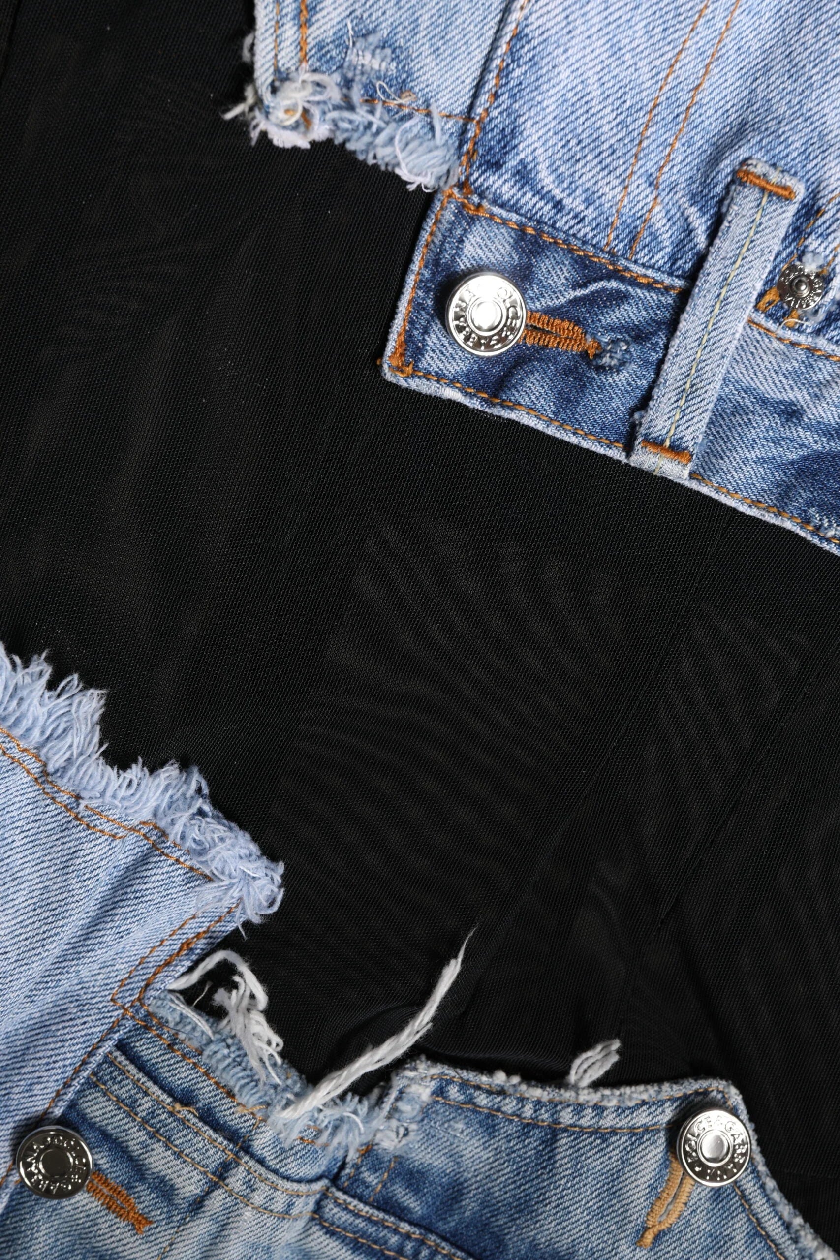 Dolce & Gabbana Black Blue Sleeveless Denim Mini Dress - IT40|S - Dresses