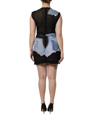 Dolce & Gabbana Black Blue Sleeveless Denim Mini Dress - IT40|S - Dresses