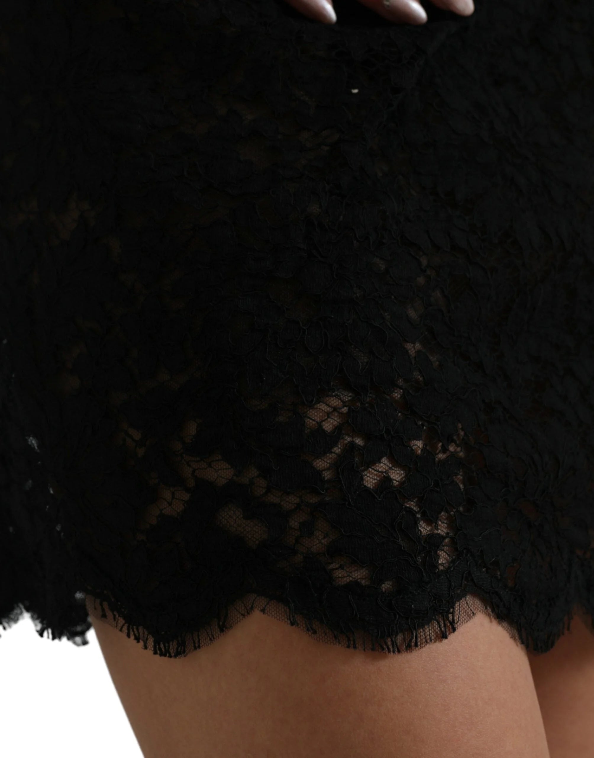 Dolce & Gabbana Black Bodycon Lace Cotton Sheath Mini Dress - IT46|XL - Dresses