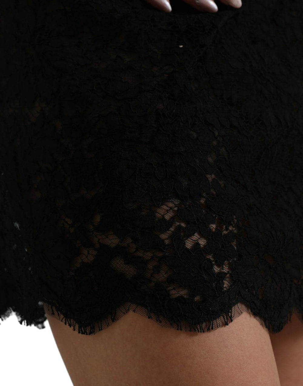 Dolce & Gabbana Black Bodycon Lace Cotton Sheath Mini Dress - IT46|XL - Dresses