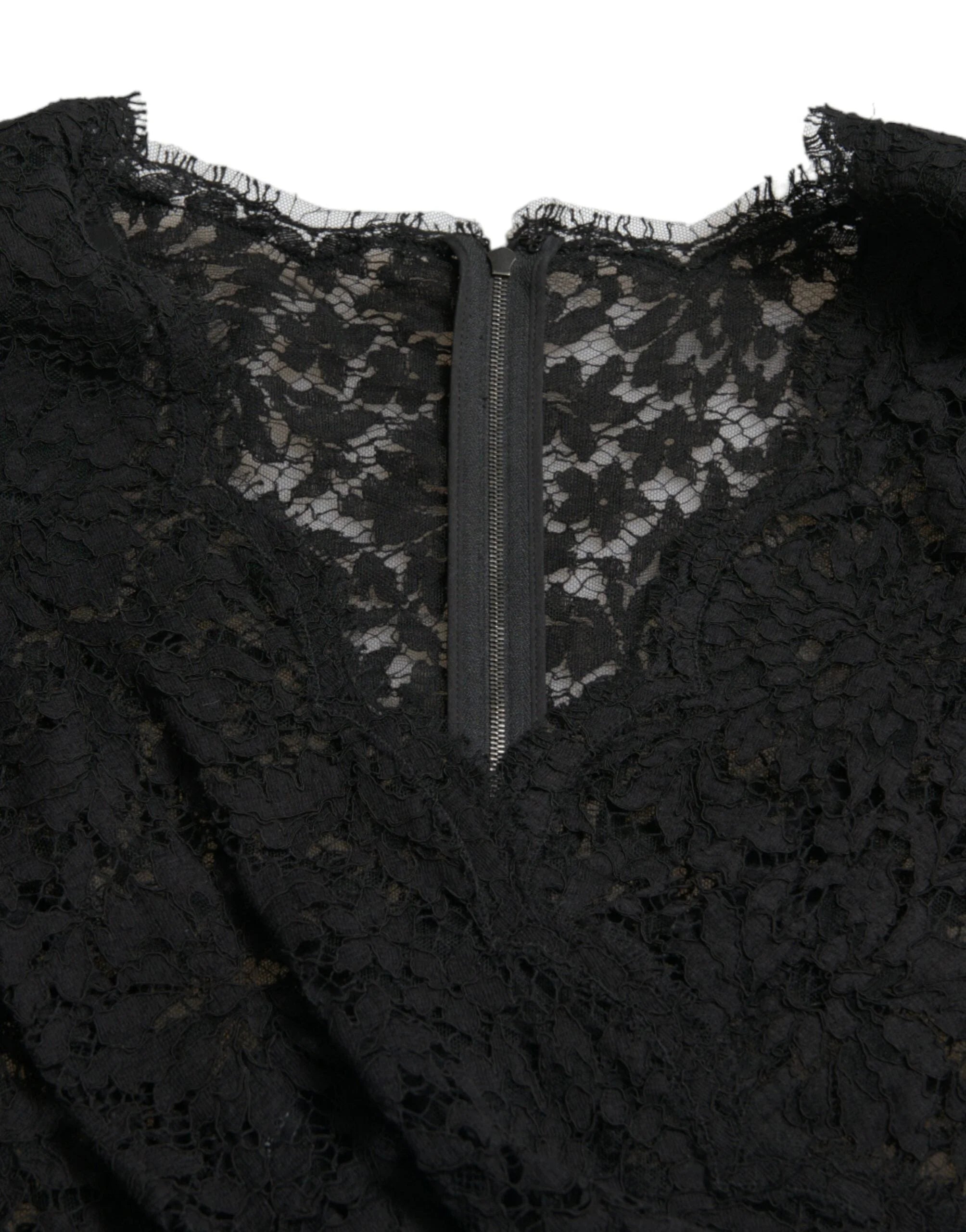 Dolce & Gabbana Black Bodycon Lace Cotton Sheath Mini Dress - IT46|XL - Dresses