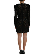 Dolce & Gabbana Black Bodycon Lace Cotton Sheath Mini Dress - IT46|XL - Dresses