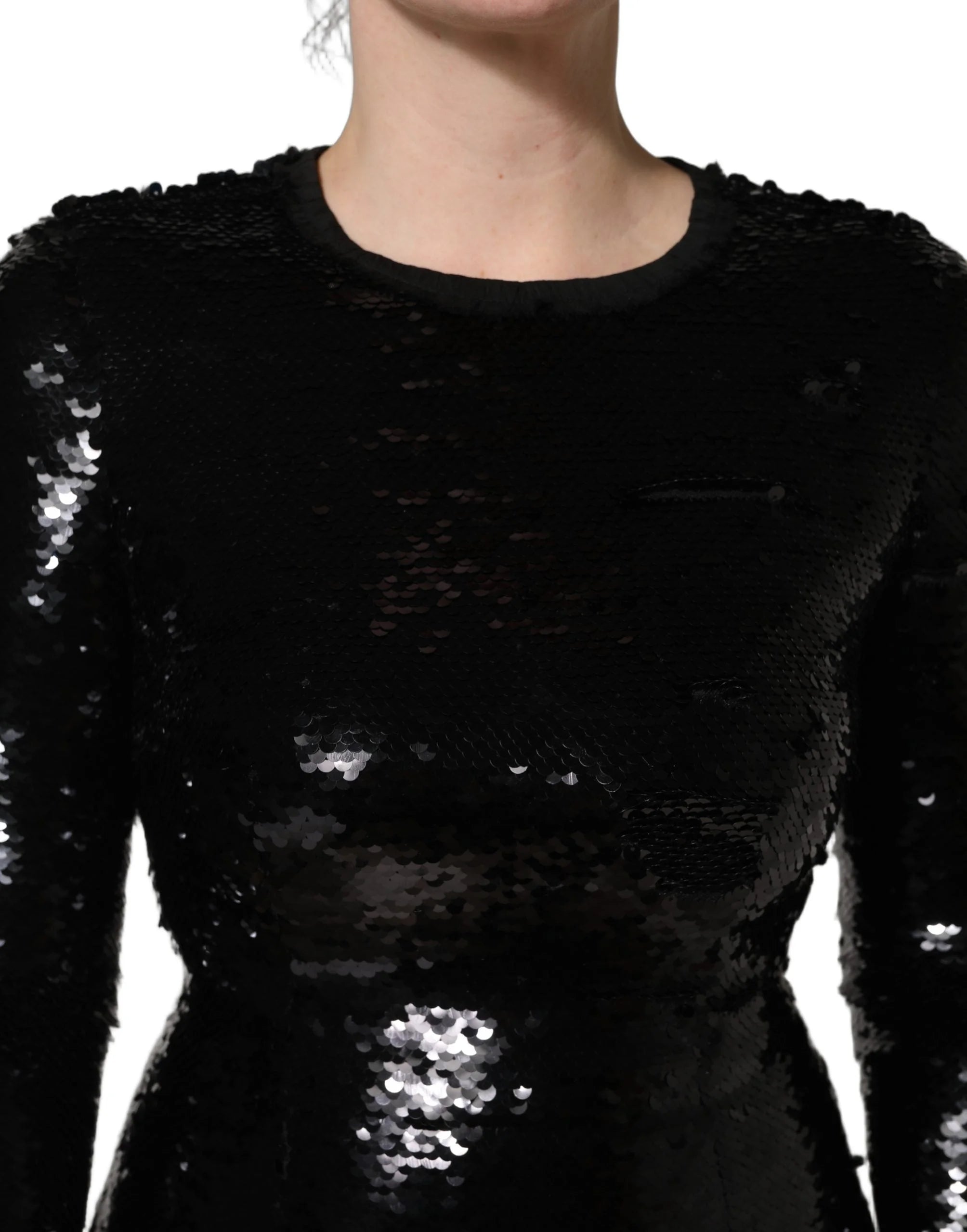 Dolce & Gabbana Black Bodycon Mermaid Sequinned Gown Dress - IT42|M