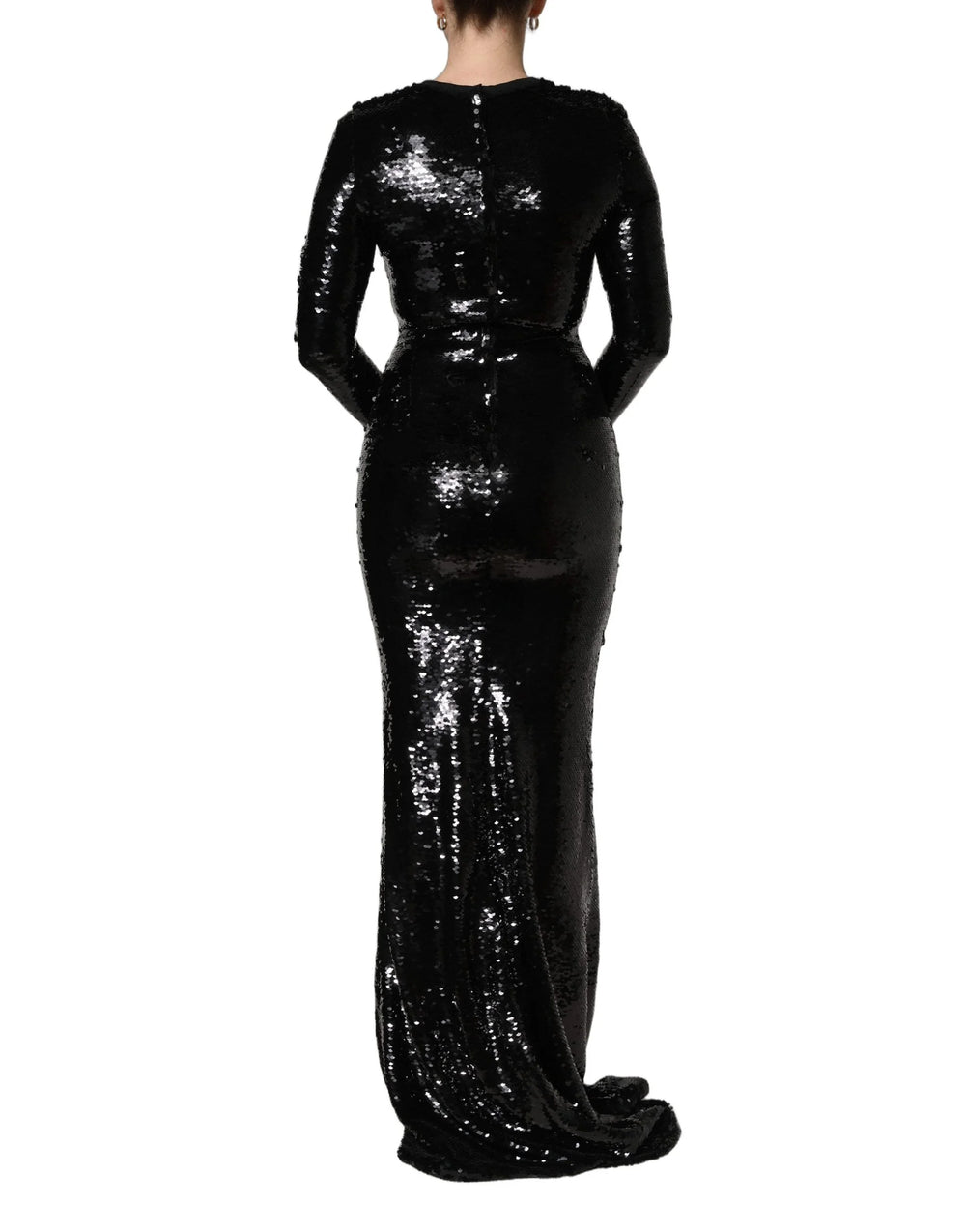 Dolce & Gabbana Black Bodycon Mermaid Sequinned Gown Dress - IT42|M