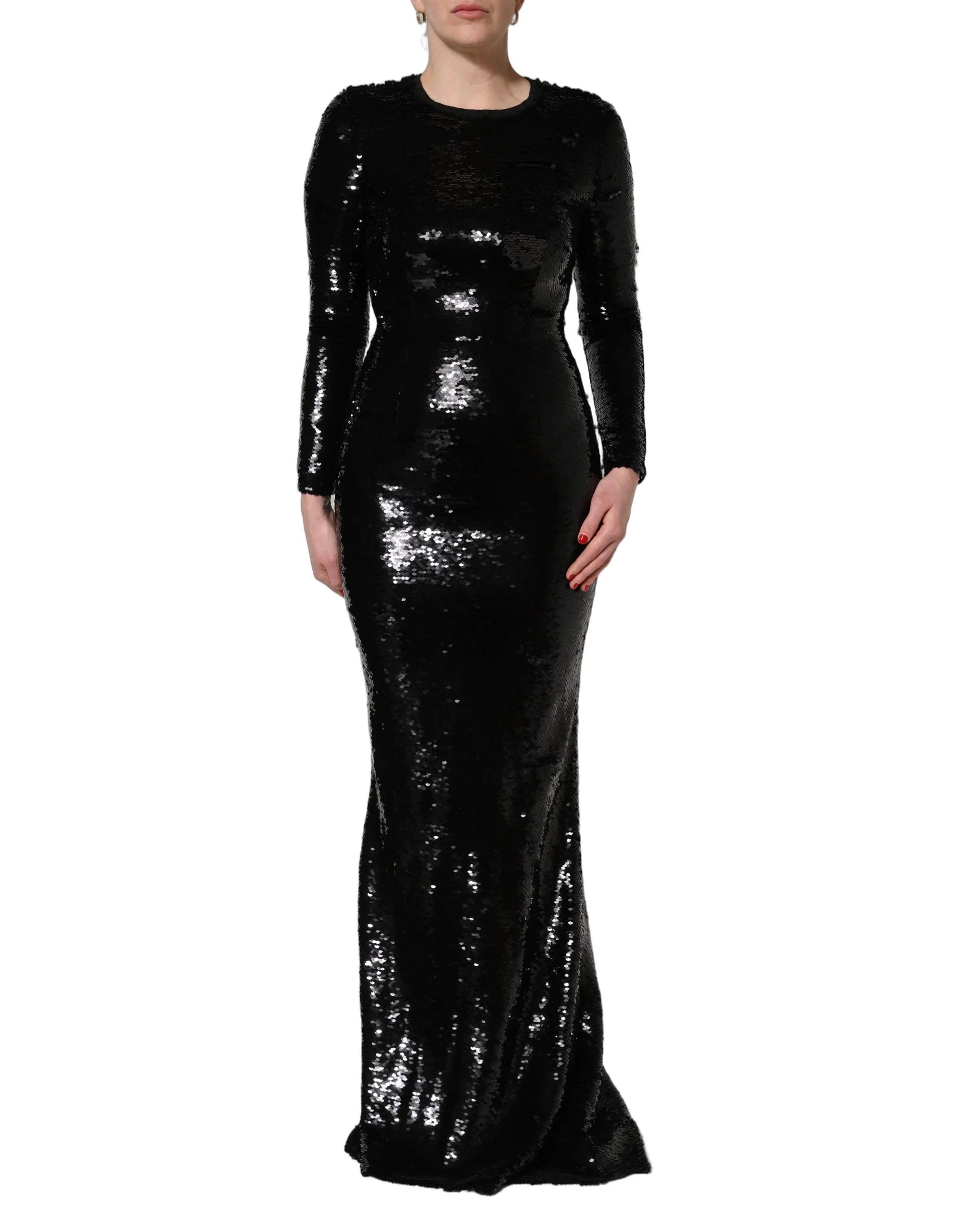Dolce & Gabbana Black Bodycon Mermaid Sequinned Gown Dress - IT42|M