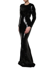 Dolce & Gabbana Black Bodycon Mermaid Sequinned Gown Dress - IT42|M