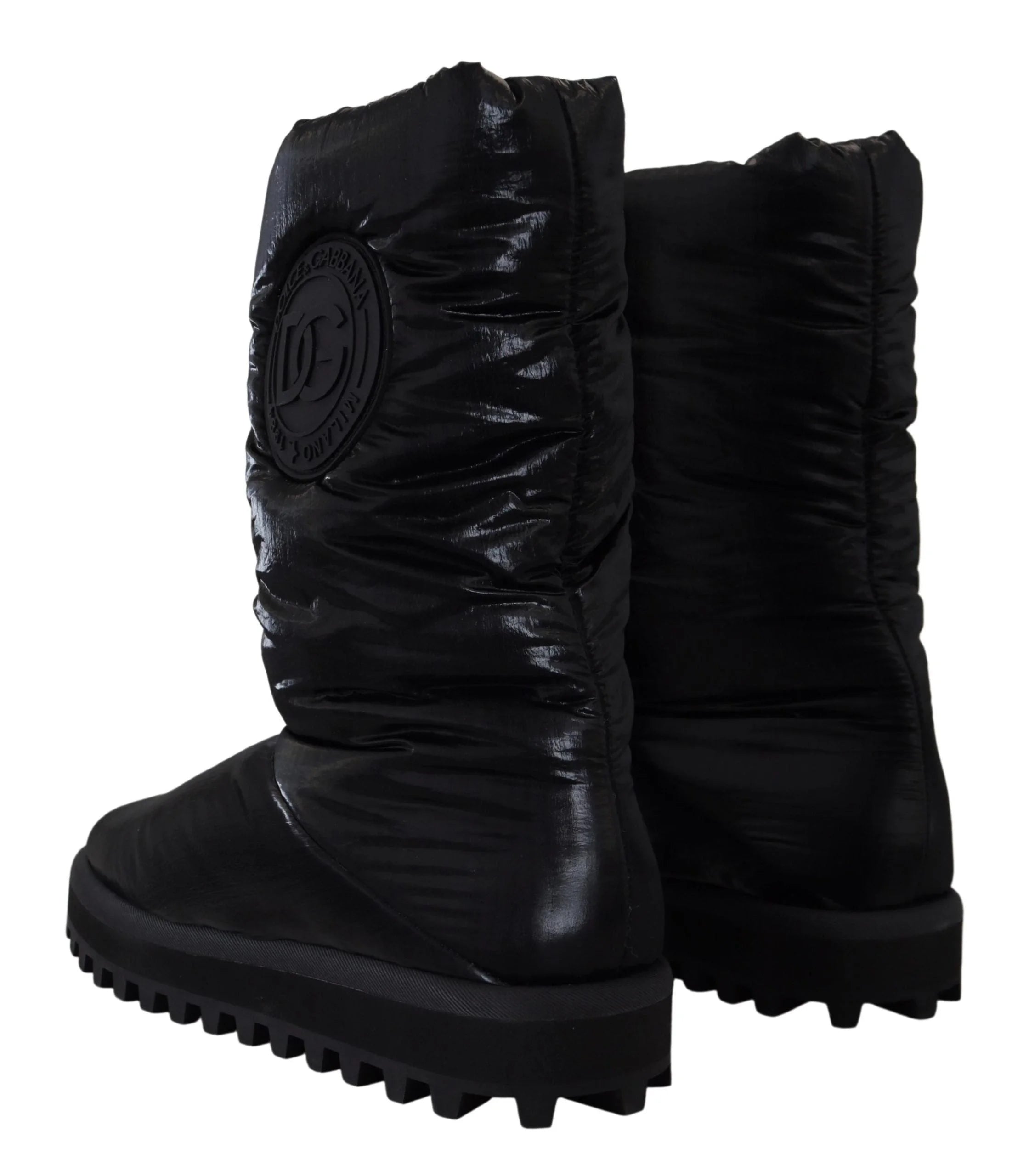 Dolce & Gabbana Black Boots Padded Mid Calf Winter Shoes - EU44/US11