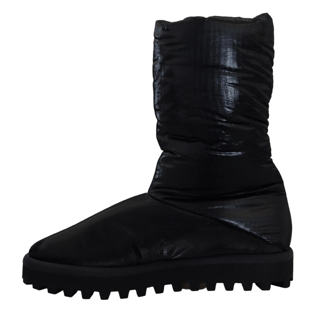 Dolce & Gabbana Black Boots Padded Mid Calf Winter Shoes - EU44/US11