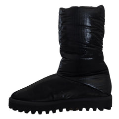Dolce & Gabbana Black Boots Padded Mid Calf Winter Shoes - EU44/US11