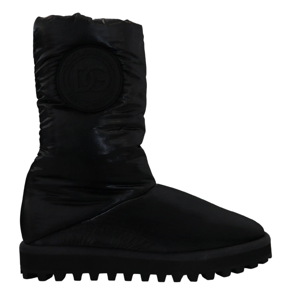 Dolce & Gabbana Black Boots Padded Mid Calf Winter Shoes - EU44/US11