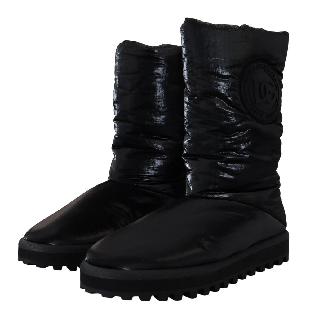 Dolce & Gabbana Black Boots Padded Mid Calf Winter Shoes - EU44/US11