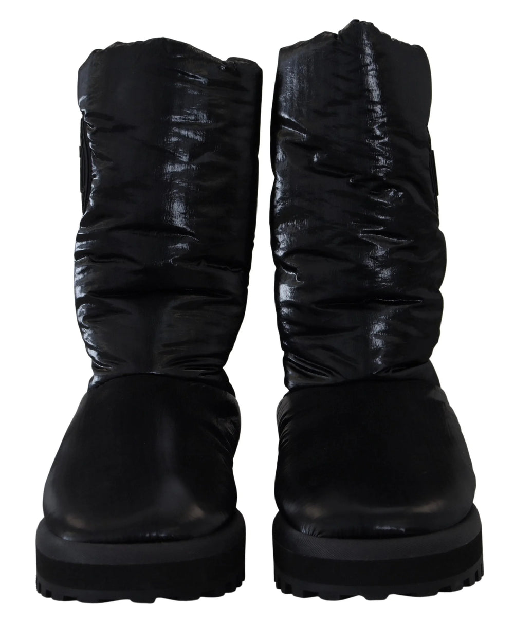 Dolce & Gabbana Black Boots Padded Mid Calf Winter Shoes - EU44/US11