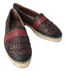 Dolce & Gabbana Black Bordeaux Buffalo Leather Espadrille Shoes - Flats