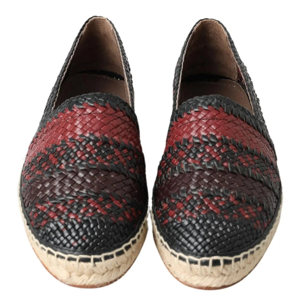 Dolce & Gabbana Black Bordeaux Buffalo Leather Espadrille Shoes - Flats