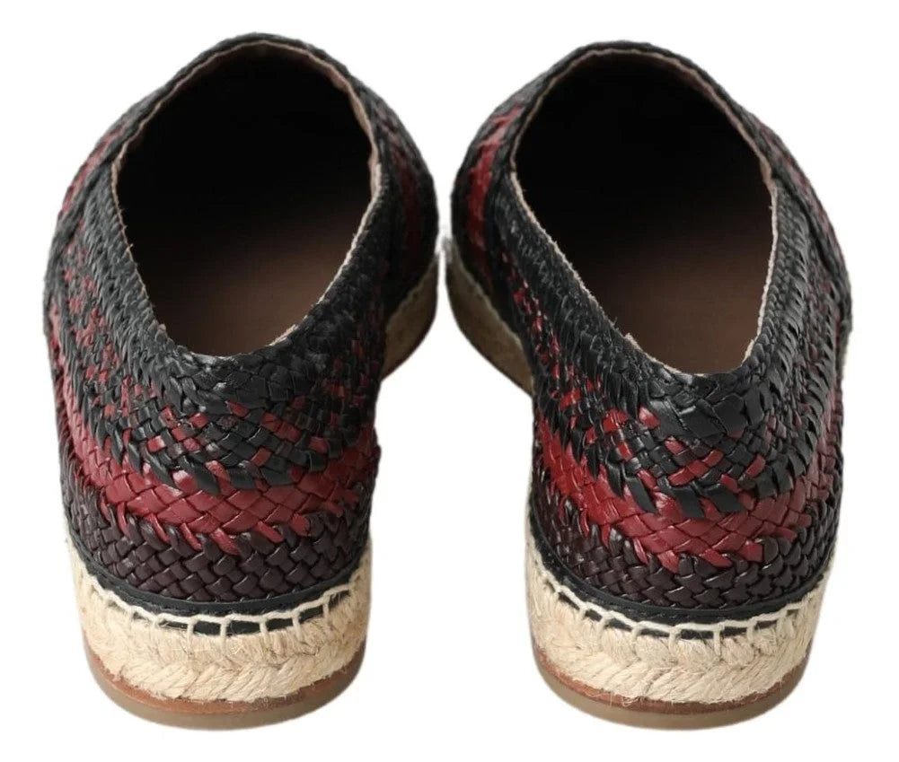 Dolce & Gabbana Black Bordeaux Buffalo Leather Espadrille Shoes - Flats