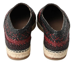 Dolce & Gabbana Black Bordeaux Buffalo Leather Espadrille Shoes - Flats