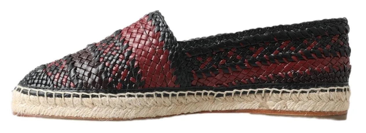 Dolce & Gabbana Black Bordeaux Buffalo Leather Espadrille Shoes - Flats