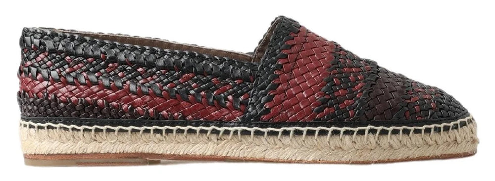 Dolce & Gabbana Black Bordeaux Buffalo Leather Espadrille Shoes - Flats