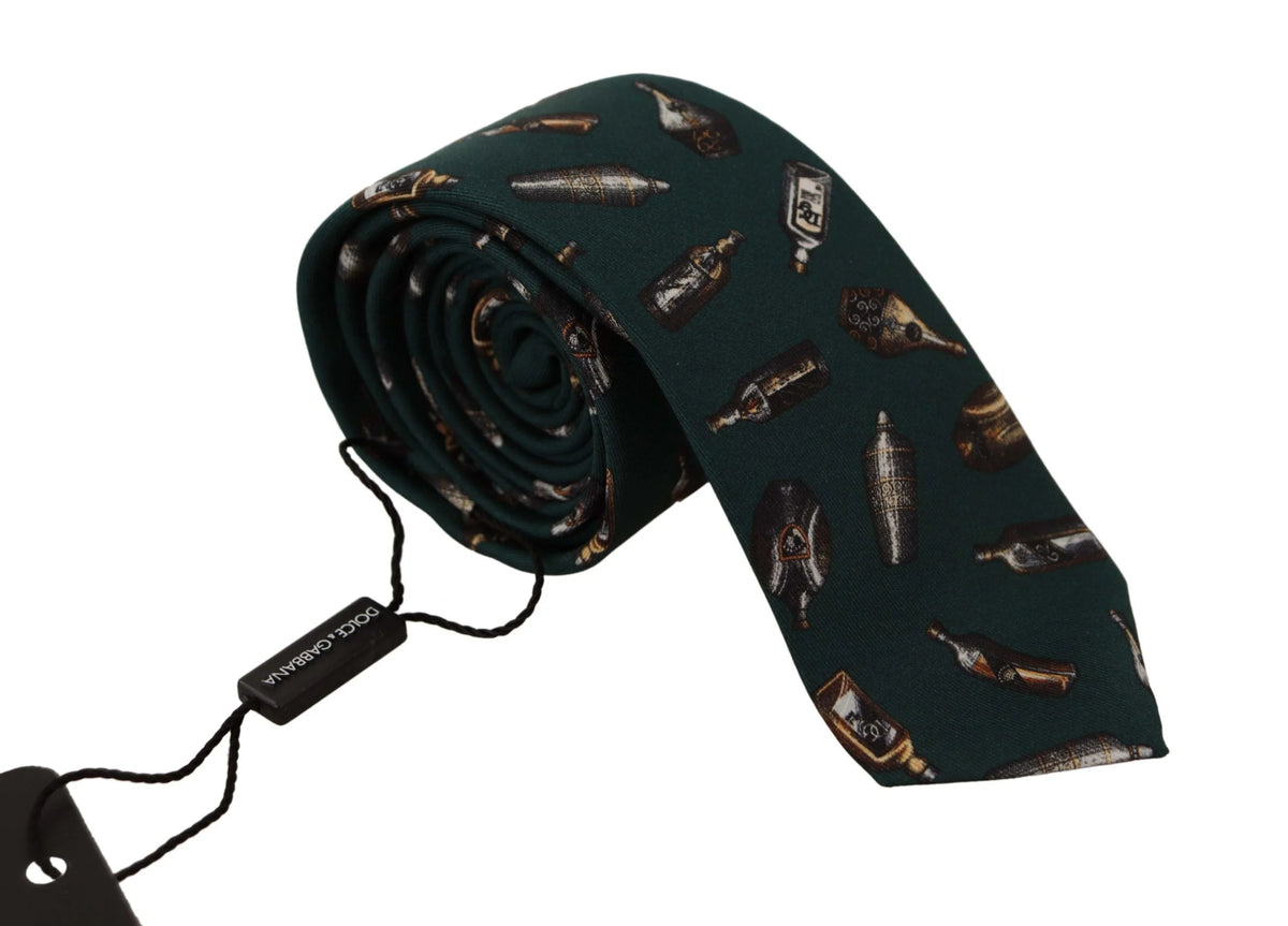 Dolce & Gabbana Black Bottle Fantasy Print Silk Adjustable Accessory Tie - Neckties