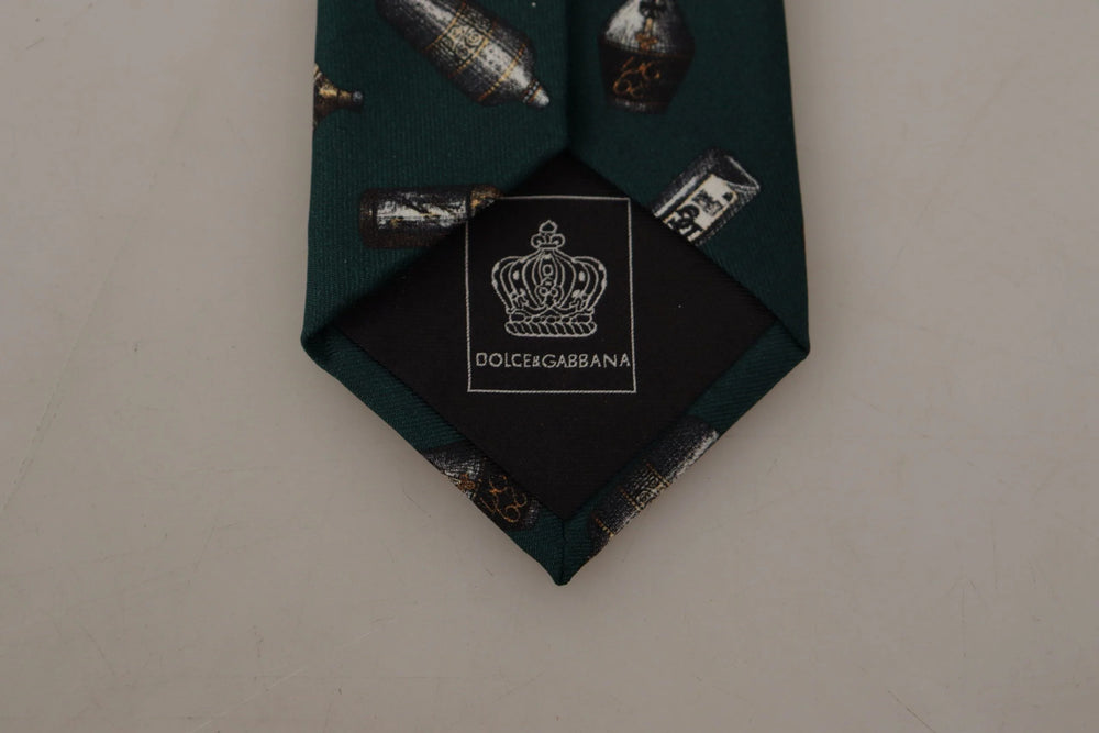 Dolce & Gabbana Black Bottle Fantasy Print Silk Adjustable Accessory Tie - Neckties