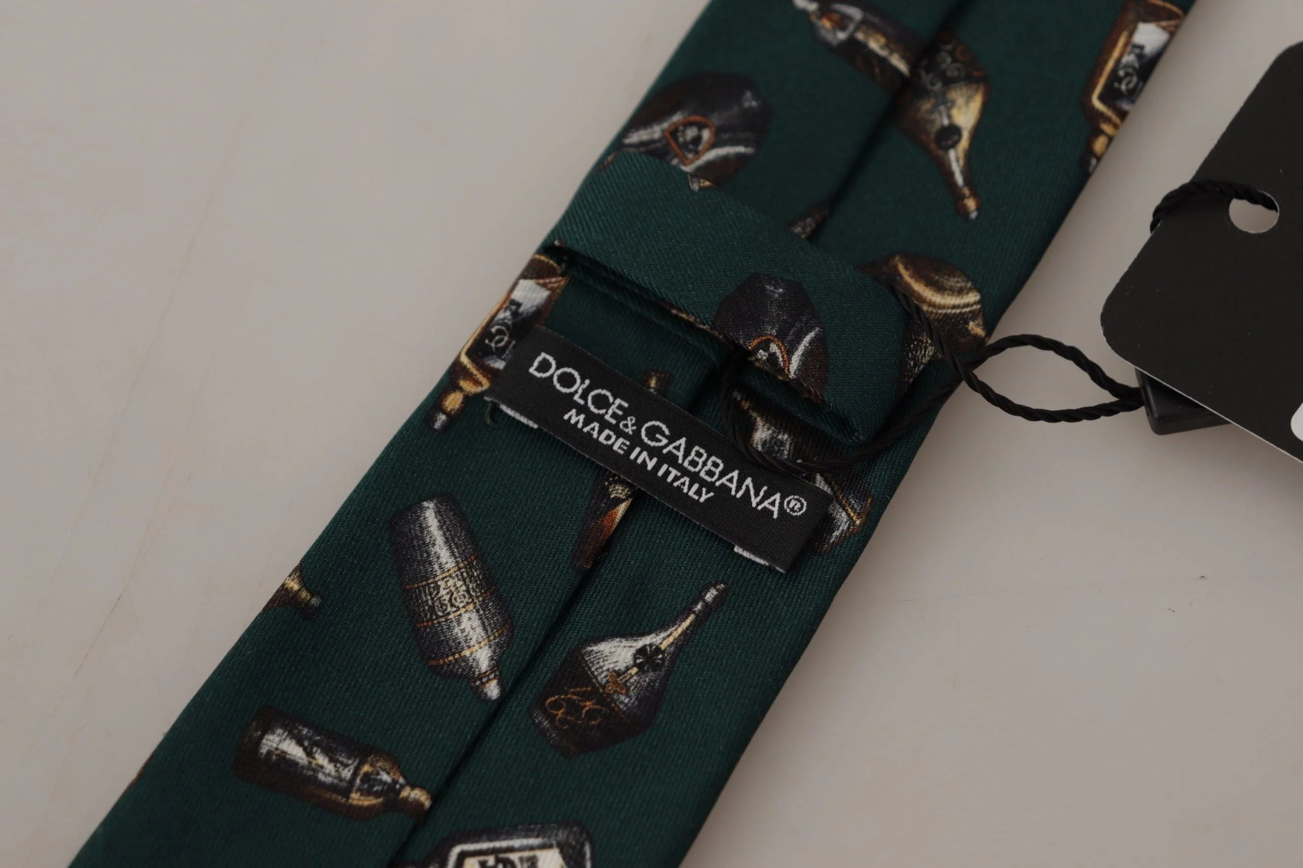 Dolce & Gabbana Black Bottle Fantasy Print Silk Adjustable Accessory Tie - Neckties