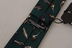 Dolce & Gabbana Black Bottle Fantasy Print Silk Adjustable Accessory Tie - Neckties