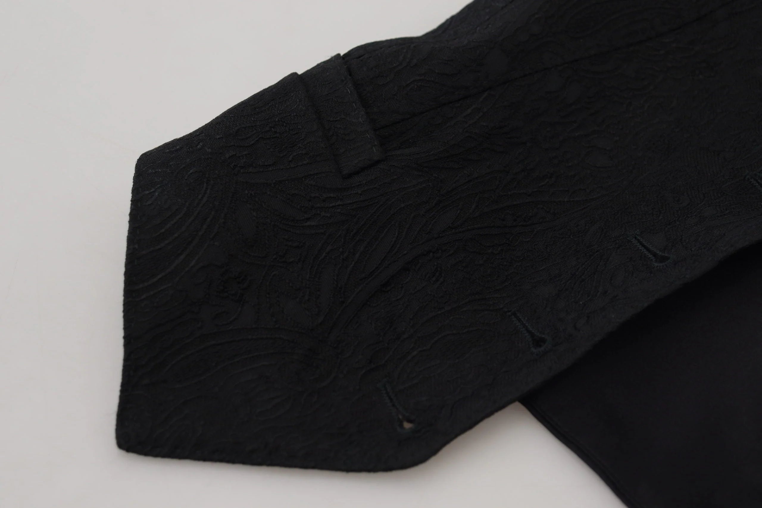 Dolce & Gabbana Black Brocade Button Down Sleeveless Vest Top - IT40|S