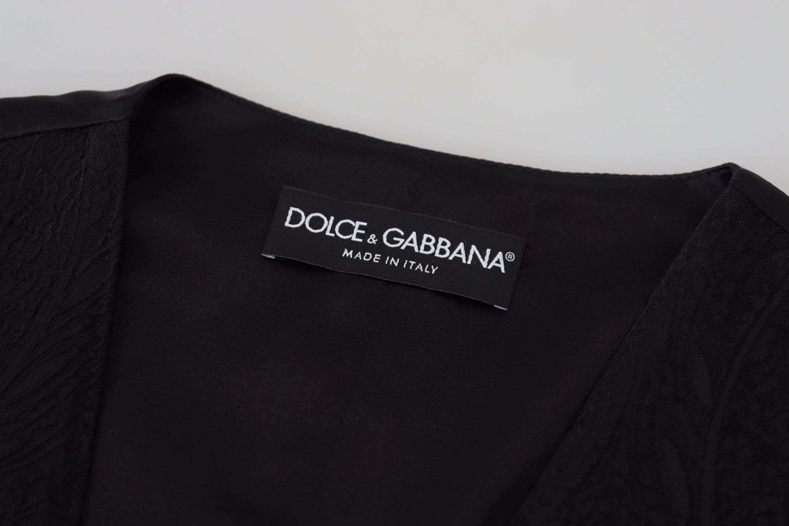 Dolce & Gabbana Black Brocade Button Down Sleeveless Vest Top - IT40|S