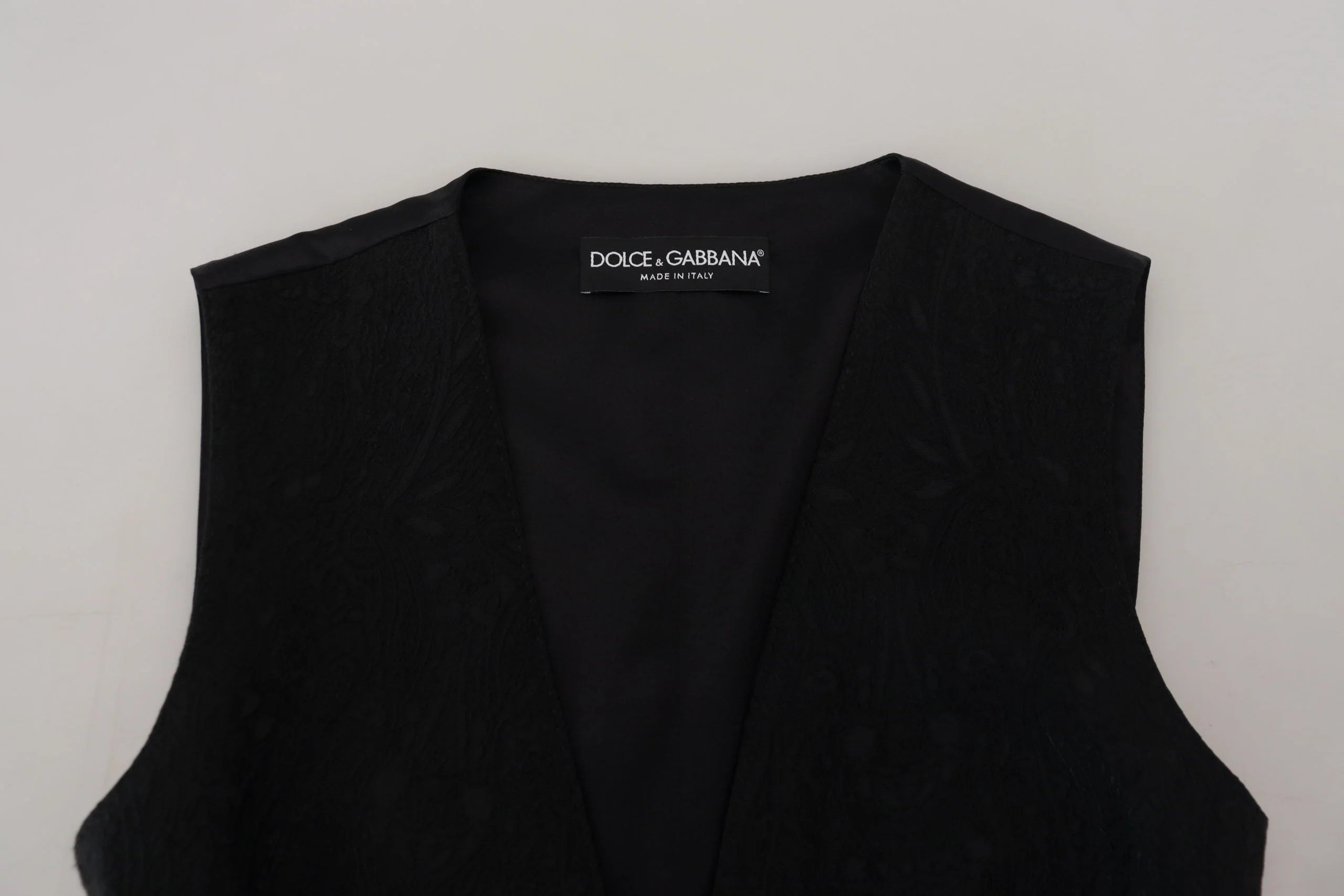 Dolce & Gabbana Black Brocade Button Down Sleeveless Vest Top - IT40|S