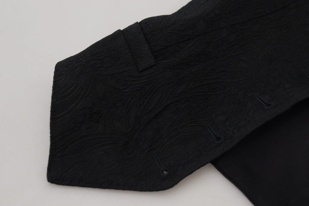 Dolce & Gabbana Black Brocade Button Down Sleeveless Vest Top - IT40|S - Vests